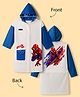 Pine Kids Marvel Full Sleeves Hooded Raincoat with Front & Back Spiderman Graphics - White