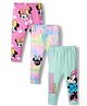 Babyhug Disney Lycra Knit Full Length Leggings With Minnie Mouse Graphics Pack of 3 - Pink & Light Green