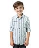 CAVIO Cotton Woven Full Sleeves Striped Shirt - Sky Blue
