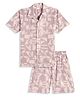 CAVIO Cotton Woven Half Sleeves Geometric Printed Shirt & Coordinating Shorts Set - Magenta