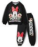 Pine Kids Disney Terry Knit Full Sleeves Co-ord Sweatshirt & Joggers With Minnie Mouse Graphics & Mesh Detailing - Black