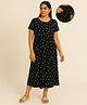 Putchi Cotton Knit Half Sleeves Ice Cream Printed Maternity Dress With Two Layer Lift Nursing Access - Black