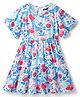 Pine Kids 100% Cotton Half Sleeves Floral & Butterfly Printed Tiered Dress - Multi Colour