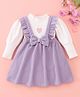Mark & Mia Full Sleeves Winter Frock with Frill Detailing & Bow  - Lilac