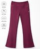 Pine Active Knit Full Length Solid Color Flared Leggings - Wine