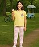Bubble Berry Cotton Knit Half Sleeves Cupcake Printed Tee & Striped Joggers Set - Yellow