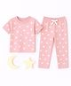 Bubble Berry Cotton Knit Half Sleeves Butterflies Printed Coordinating Night Suit Set - Pink