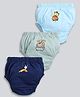 MOONKIDS Cotton Knit Pack Of 3 Baby Animals & Car Printed Bloomers - Olive Green Sky & Navy Blue