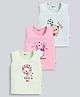 MOONKIDS Cotton Knit Pack Of 3 Sleeveless Baby Animals Printed Vests - Pink Lime & Light Pista