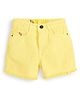 Knit N Knot Denim Woven Frayed Shorts - Yellow
