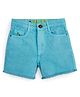 Knit N Knot Denim Woven Frayed Shorts - Turquoise