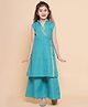 Bitiya By Bhama Cotton blend Woven Sleeveless Solid Anarkali Kurta & Palazzo Set  -  Sea Green