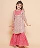 Bitiya By Bhama Cotton Woven Three Fourth Sleeves Placement Print Straight Cut Kurta with Sharara Set -  Pink