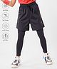 Pine Active Woven Solid Athletic Shorts with Full Length Tights - Black