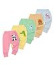 Superminis Cotton Woven Pack Of 5 Baby Animals Printed Pajamas - Multi Colour