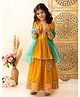 Superminis Georgette Woven Three Fourth Sleeves Foil Ethnic Motifs Printed Gota Lace Embellished Coordinating Lehenga Choli With Dupatta Set - Mustard
