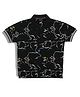 Sportking Cotton Blend Knit Half Sleeves Colour Splashes Printed Polo Tee - Black