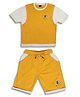 Sportking Cotton Knit Half Sleeves Typography Printed Tee & Shorts Set - Mustard