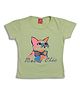 Sportking Cotton Knit Half Sleeves Cat Printed Top - Parrot Green