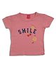 Sportking Cotton Knit Half Sleeves Smile Text Printed Top - Pink