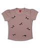 Sportking Cotton Knit Half Sleeves Bow Applique Detailed Pearls Embellished Top - Light Pink