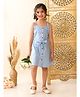 Superminis Cotton Woven Sleeveless Striped Dress With Belt - Sky Blue