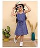 Superminis Cotton Woven Sleeveless Striped Dress With Belt - Navy Blue