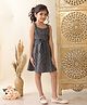 Superminis Cotton Woven Sleeveless Striped Dress With Belt - Black