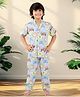 BABY CLOSET Pure Cotton Woven Half Sleeves Animals Printed Coordinating Night Suit Set - Blue