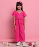 Saka Designs By Sapna Woven Half Sleeves Textured Tie Up Top & Coordinating  Relaxed Fit Trousers Set - Magenta
