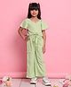 Saka Designs By Sapna Woven Half Sleeves Textured Tie Up Top & Coordinating Relaxed Fit Trousers Set - Green