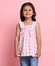 Saka Designs By Sapna Woven Sleeveless Checked & Bow Applique Detailed Top - Pink