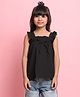 Saka Designs By Sapna Woven Sleeveless Bow Applique Detailed Top - Black