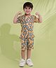 AJ Dezines Cotton Woven Half Sleeves Ikat Printed Coordinating Shirt & Shorts Set - Yellow