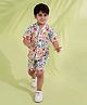 AJ Dezines Cotton Woven Half Sleeves Abstract Printed Coordinating Shirt & Shorts Set - Blue