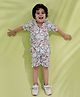 AJ Dezines Cotton Woven Half Sleeves Call Text Printed Shirt & Coordinating Shorts Set - Multi Colour