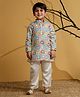 AJ Dezines Silk Blend Woven Full Sleeves Geometric Embroidered Kurta & Pyjama Set - Multi Colour