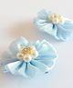 CHOKO Pearls & Stones Embellished Floral Designed Alligator Clips - Sky Blue & Off White