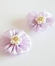 CHOKO Pearls & Stones Embellished Floral Designed Alligator Clips - Purple & Off White
