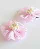 CHOKO Pearls & Stones Embellished Floral Designed Alligator Clips - Pink & Off White