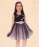 Cutecumber Woven Sleeveless Floral & Butterfly Applique Detailed Dress - Black
