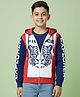 Pine Kids Cotton Knit Full Sleeves Hooded Sweatjacket With Tiger Print - Multicolor