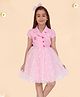 Cutecumber Knit Half Sleeves Floral Printed & Applique Detailed Dress - Pink
