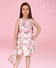 Cutecumber Cotton Woven Sleeveless Floral Printed & Bow Applique Detailed Layered Dress With Bag Set - Pink
