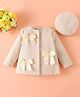 Mark & Mia Full Sleeves Winter Jacket With Bow Applique & Cap - Beige