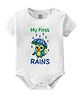 Baby Buzz Monsoon Theme 100% Cotton Half Sleeves My First Rains Text Printed Onesie - White