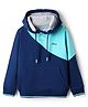 Pine Kids Cotton Knit Full Sleeves Cut & Sew Solid Color Hooded Sweatshirt - Navy Blue