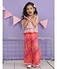 LIL PITAARA Pure Cotton Woven Sleeveless Floral Printed Lace Embellished Top & Palazzo Set - Pink