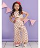 LIL PITAARA Pure Cotton Woven Frill Sleeves Floral Printed & Lace Embellished Crop  Top With Coordinating Palazzo Set - Cream