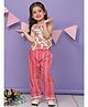 LIL PITAARA Pure Cotton Woven Sleevless Floral Printed & Lace Embellished Top & Pant Set - Cream